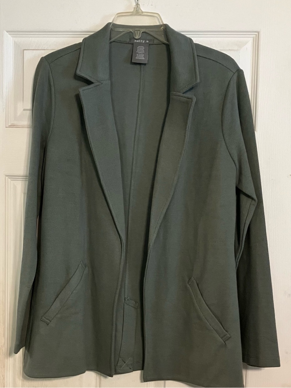 Women’s Matty M Olive Open-Front Knit Blazer Size M Everyday Casual Office wear